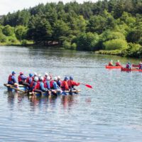 raft building and canoeing at Cod Beck Reservoir