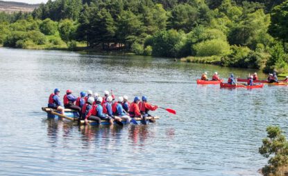 raft building and canoeing at Cod Beck Reservoir