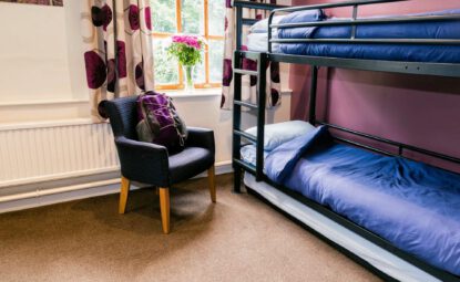 bunk beds in spacious room