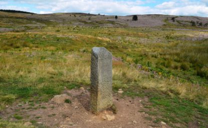 Lyke Wake Walk stone marker on moorland